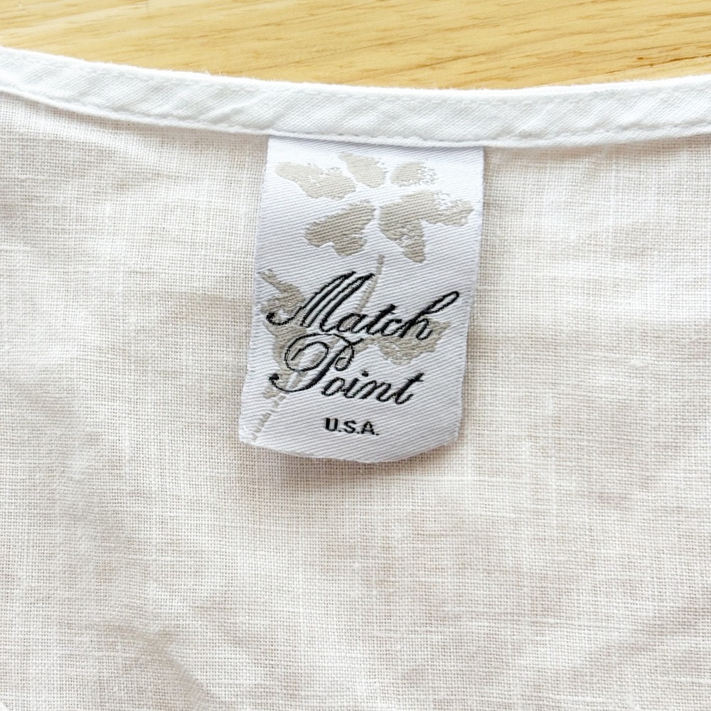 Match Point White Linen Asymmetrical Button Sleeveless Tunic Top Size XL - Picture 7 of 9